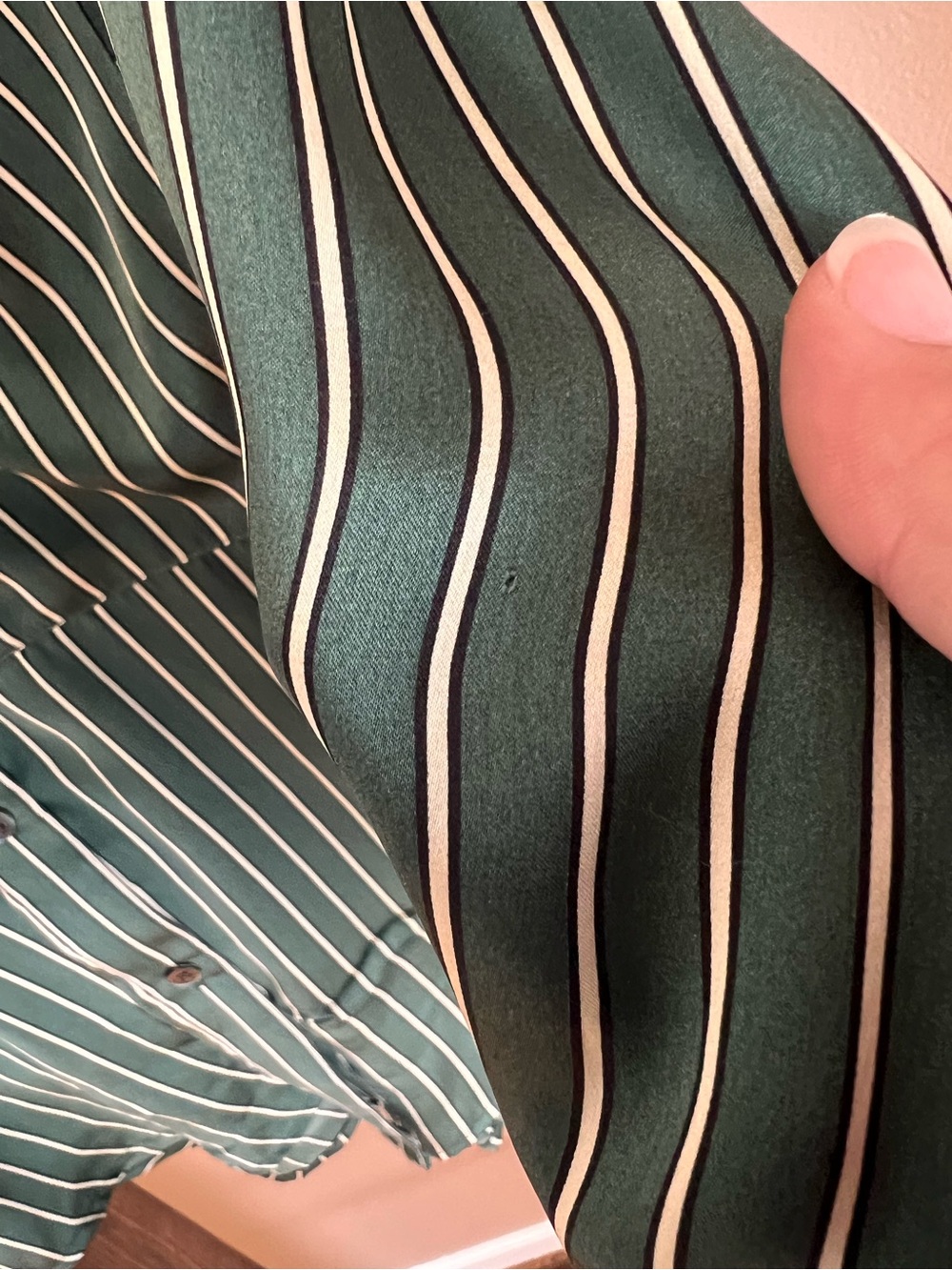 Rails Silk Forest Green Striped Button-Up Blouse - Picture 8 of 8